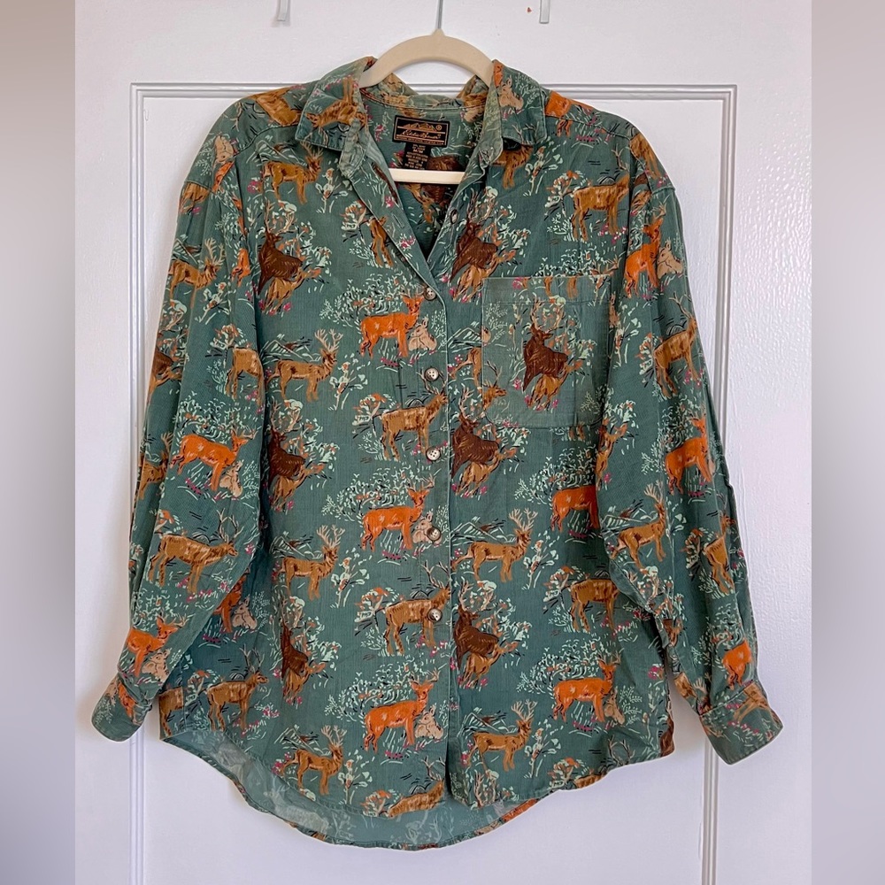 Vintage Eddie Bauer corduroy deer shirt